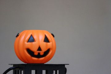 Halloween Pumpkin Ghost with gray background