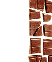 chocolate pieces isolated on white background