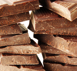 chocolate pieces isolated on white background