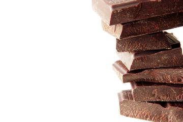 chocolate pieces isolated on white background