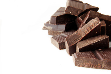 chocolate pieces isolated on white background