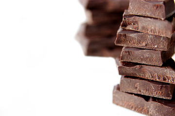 chocolate pieces isolated on white background