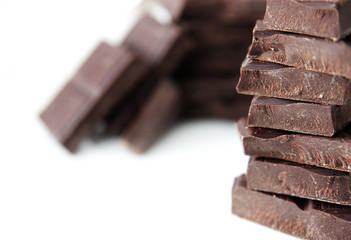 chocolate pieces isolated on white background