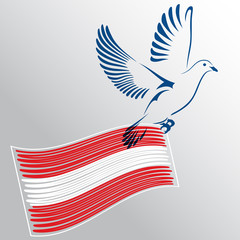 Dove flying with a flag of Austria. Dove Of Peace. Vector illustration.