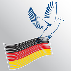 Dove flying with a flag of Germany. Dove Of Peace. Vector illustration.