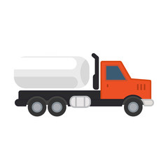 Naklejka premium Truck with tank cistern trailer simple icon on background.