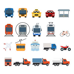 Public and commercial transport simple icons set