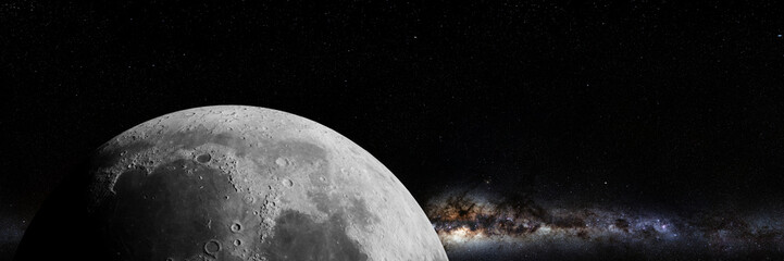 Moon close up in front of the Milky Way  © dottedyeti