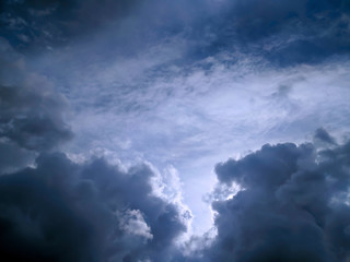 Naklejka na ściany i meble Dark blue sky in the clouds