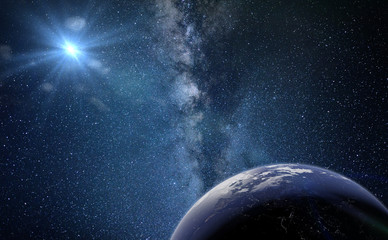 Obraz premium zachód słońca nad planetą Ziemią