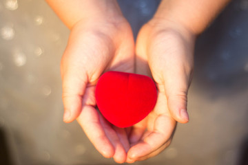 Fototapeta premium heart in the hands of a little girl
