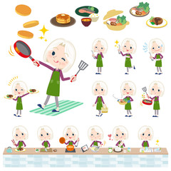 purple shirt old women White_cooking