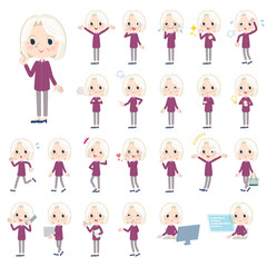 purple shirt old women White_1