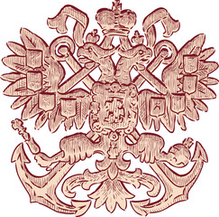 Sketch of a heraldic two-headed eagle