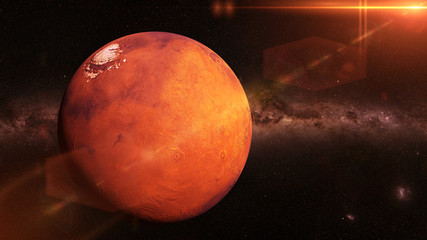 planet Mars the beautiful Milky Way galaxy and the Sun  © dottedyeti