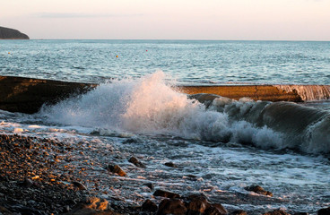 sea wave, sea foam, coast, elemental force, seascape