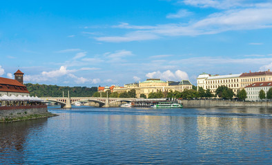 Fototapeta na wymiar Manes bridge in Prague, Czech Republic, on the Vltava river