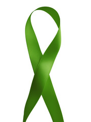 Green ribbon awareness isolated on white background