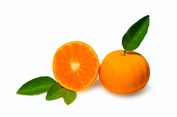 Orange fruit. Orang slice isolate on white. With clipping path, Orange background white