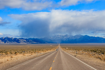 Fototapeta na wymiar A Long Road in Nevada