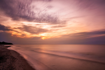Sunset over Baltic sea beach