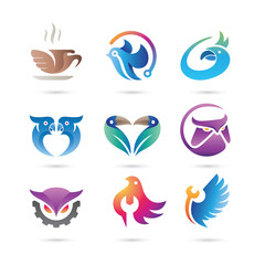 Set of bird or birds Logo Vector - Pets Logo