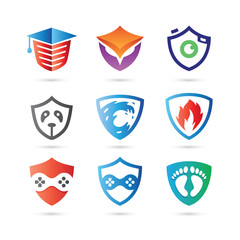 Set of Shield Security, University, Save Logo Vector - Shield Logo Set