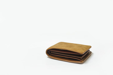 brown wallet isolated on white.