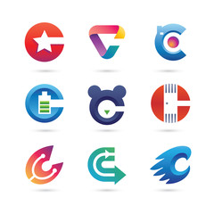 Set of Letter C Logo Vector - Colorful Modern Logo