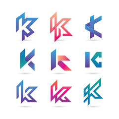 Set of Letter K Logo Vector - Colorful Modern Logo