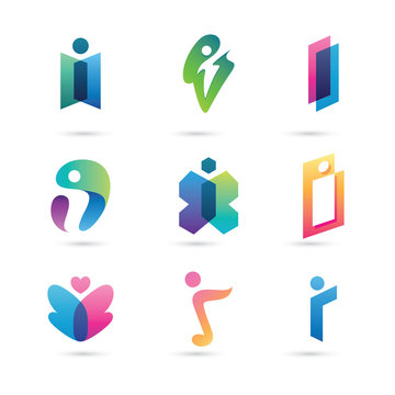 Set of Letter I Logo Vector - Colorful Modern Logo