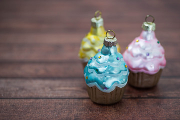 Christmas decoration in the shape of cupcakes