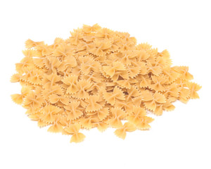 Farfalle durum semolina pasta isolated on white background