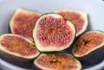 Sliced figs on the plate