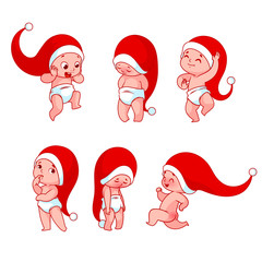 Christmas babies with different emotions.