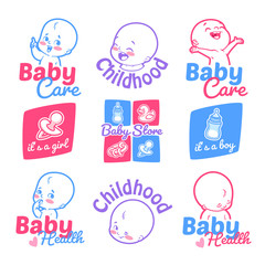 Set of cute kids logos for your business.