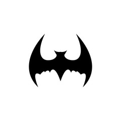 vector halloween black bat animal icon or sign isolated on white background. vector bat silhouette with wings.