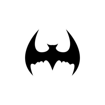 vector halloween black bat animal icon or sign isolated on white background. vector bat silhouette with wings.