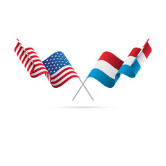 USA and Luxembourg flags. Vector illustration.