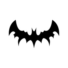 vector halloween black bat animal icon or sign isolated on white background. vector bat silhouette with wings.