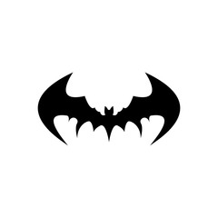vector halloween black bat animal icon or sign isolated on white background. vector bat silhouette with wings.