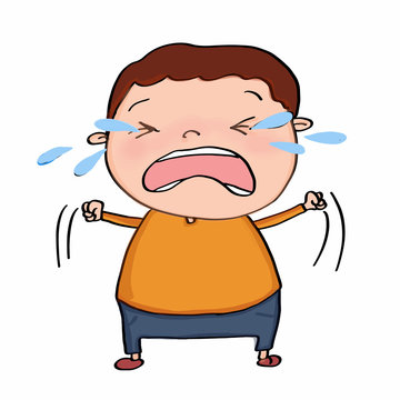 cute boy crying cartoon illustration and tears  