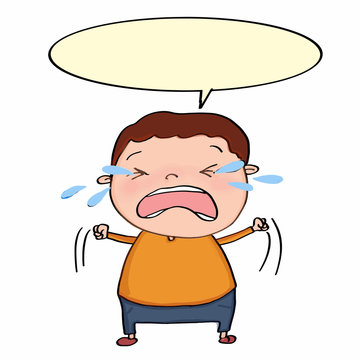 cute boy crying cartoon illustration and tears  and speaking