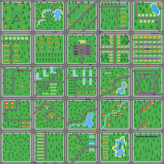 Big green flat city for game