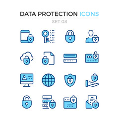 Data protection icons. Vector line icons set. Premium quality. Simple thin line design. Modern outline symbols, pictograms