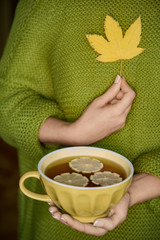 autumn and tea with lemon