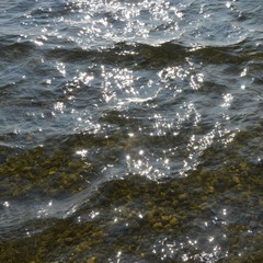 Lichtpunkte auf der Wasseroberfläche im Chiemsee