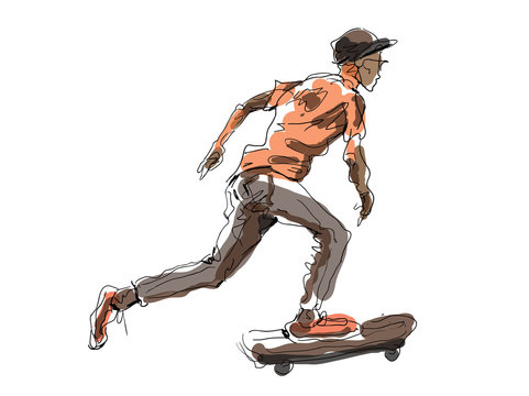  Scateboarding Boy - vactor illustration