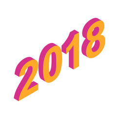 figures in the isometric. 2018 Happy New Year Background. Vector Illustration isolated from white background