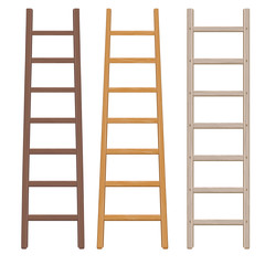 Wooden ladder set. Vector - obrazy, fototapety, plakaty